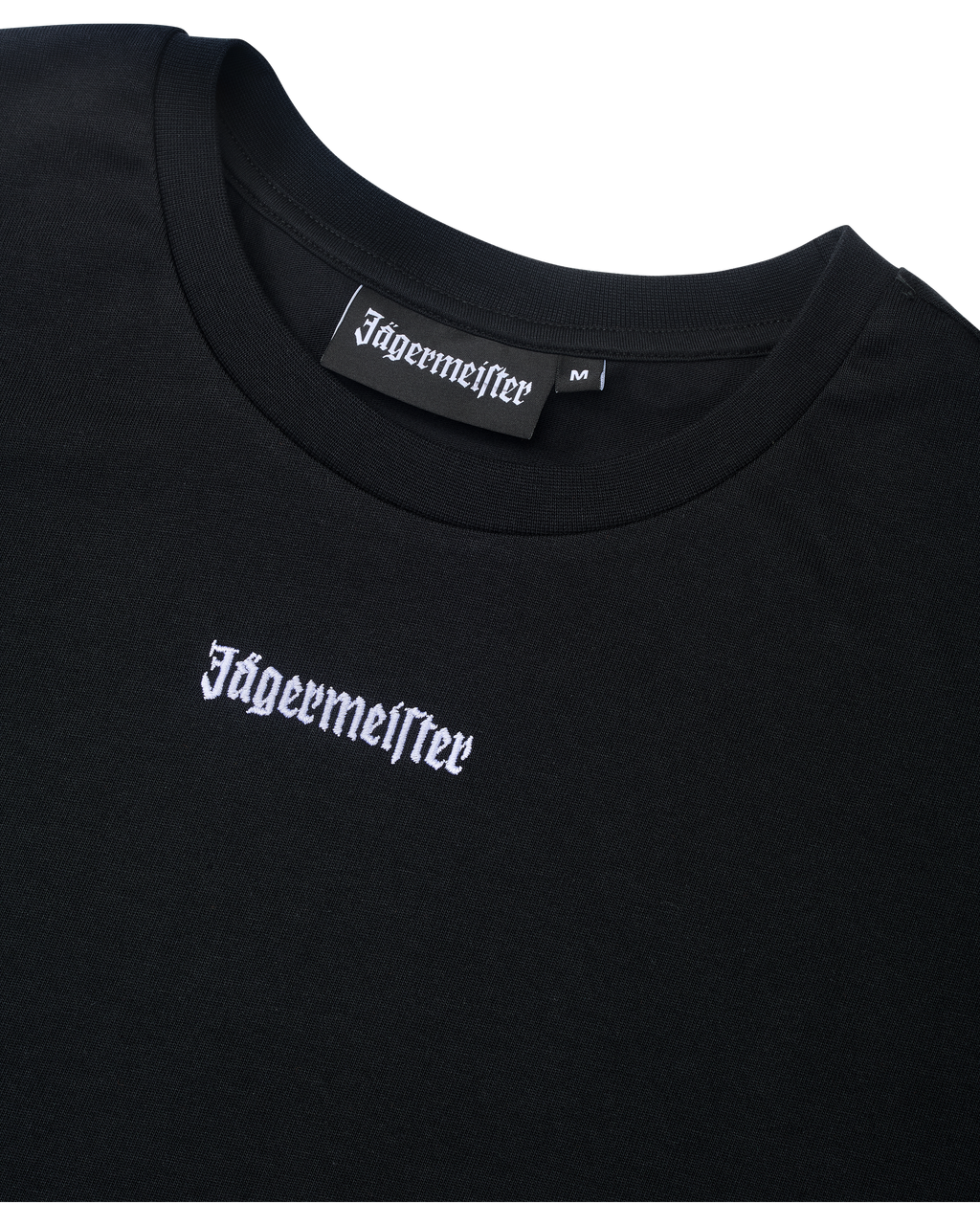 Cropped tee nero con logo Jägermeister.