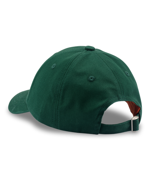 Green Jägermeister baseball cap with no logos being visible.