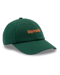Dad cap verde Jägermeister con logo wordmark arancione Jägermeister sul davanti.