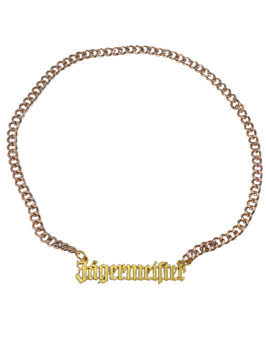 Collana con catena dorata e charm 'Jägermeister'.
