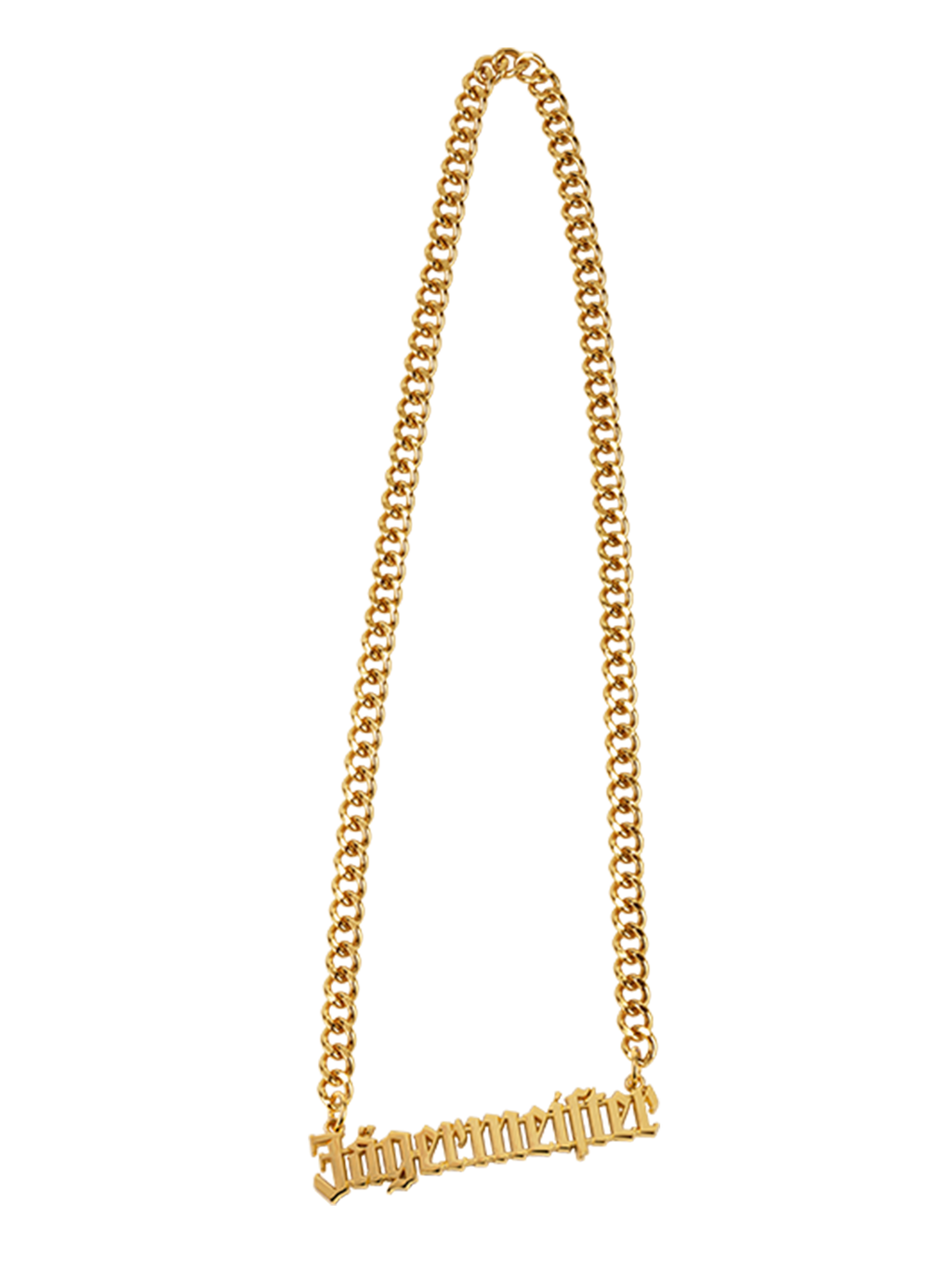 Collana con catena dorata e pendente 'Jägermeister'.