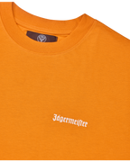 T-shirt arancione Jägermeister con logo wordmark Jägermeister bianco sul petto.
