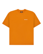 T-shirt arancione Jägermeister con wordmark Jägermeister bianco sul petto.
