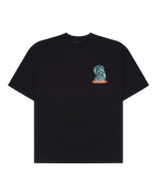 T-shirt nera con la grafica Jägermeister Waldi sul petto.