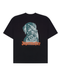 T-shirt nera con grafica di un cane e wordmark 'Jägermeister'.