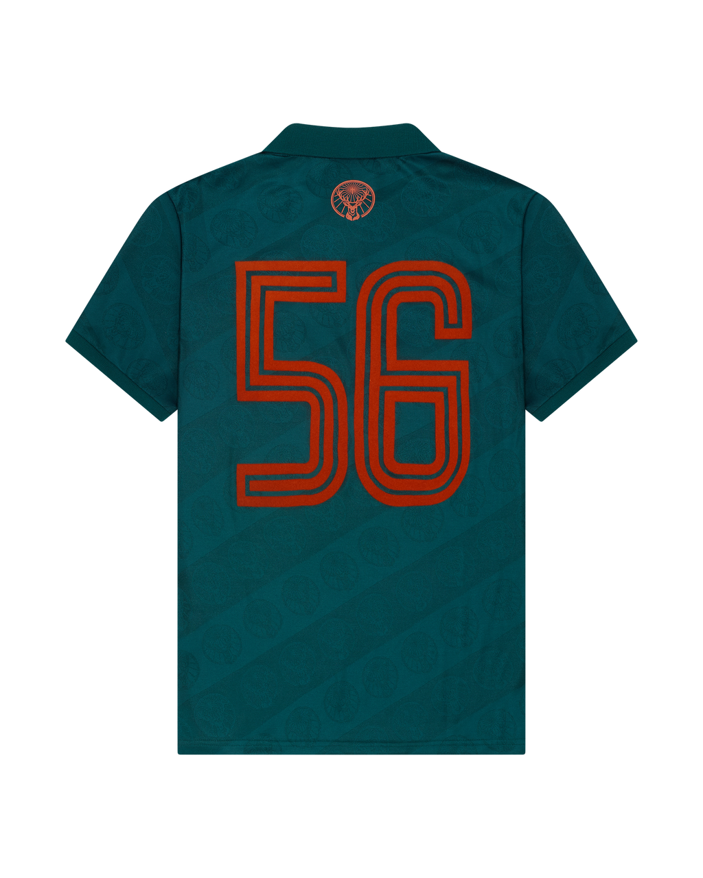 Maglia verde Jägermeister con un '56' arancione sul retro.