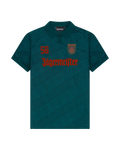 Maglia verde Jägermeister con branding sul davanti.