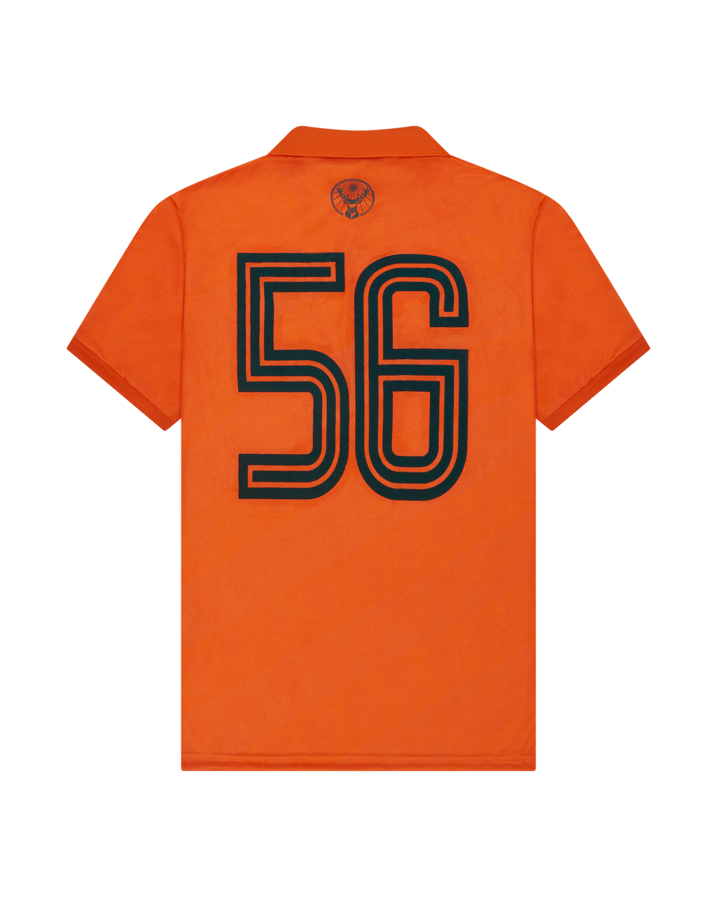 Jersey arancione con numero nero 56 sul retro della jersey.