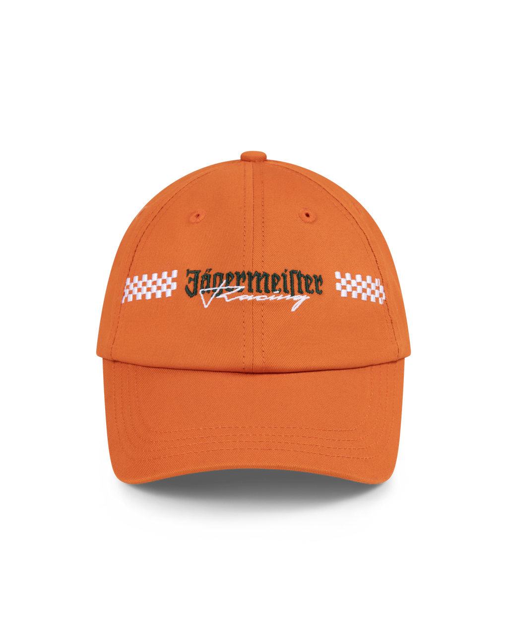 Cappellino arancione con logo Jägermeister Racing.