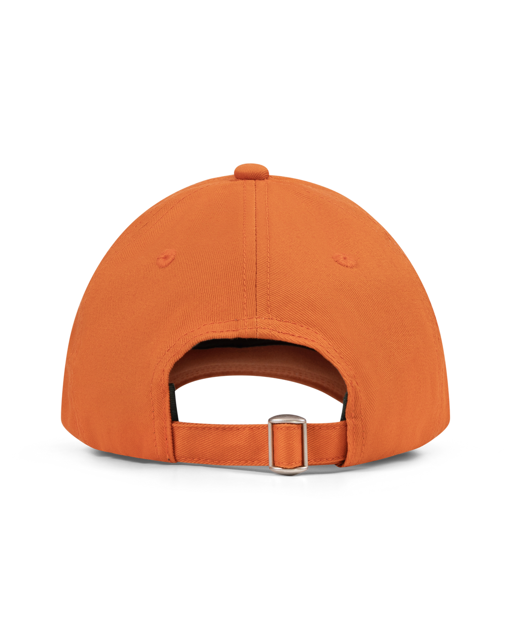 Cappellino arancione Jägermeister Racing visto da dietro.
