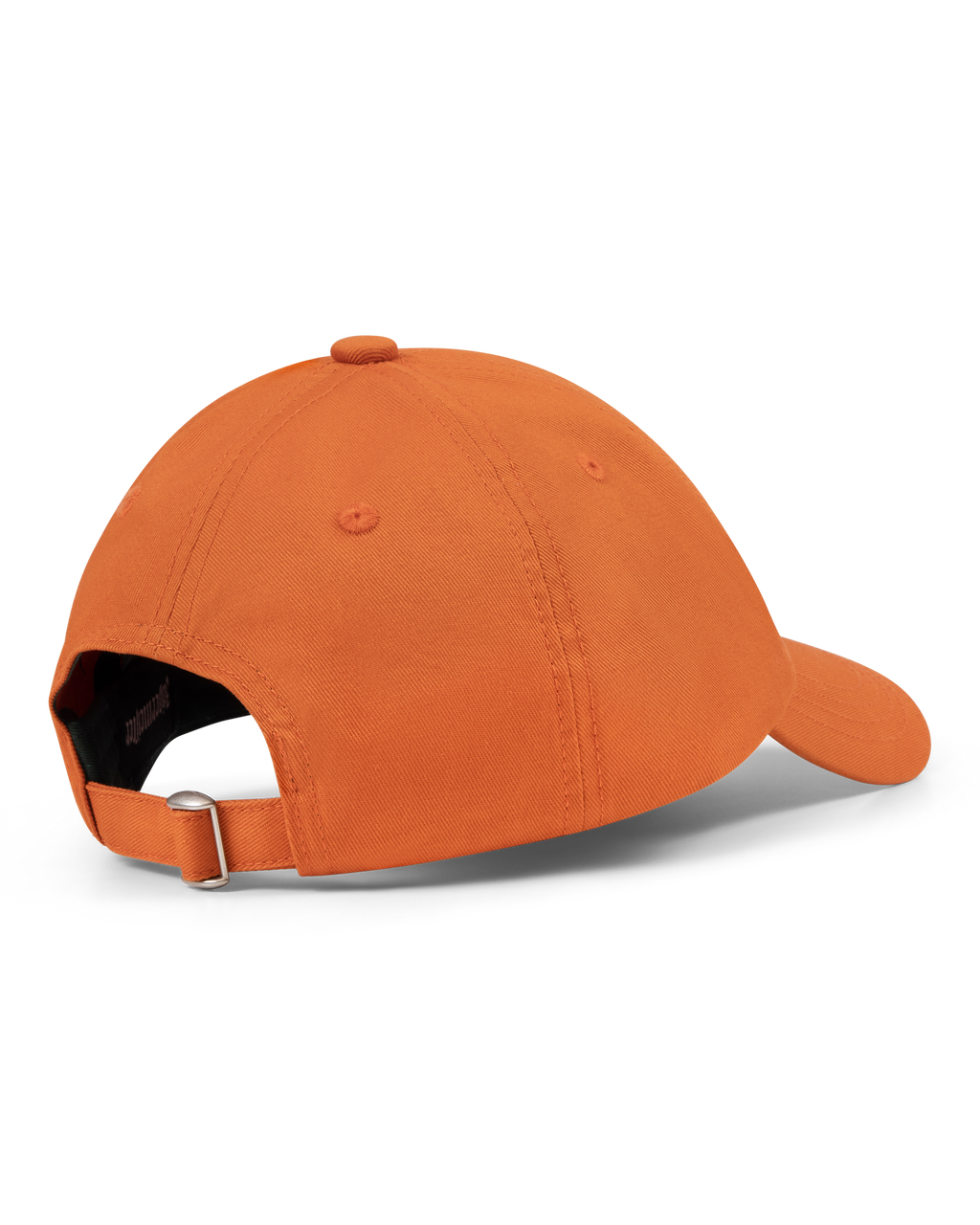 Cappellino arancione Jägermeister Racing visto di lato.