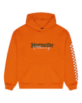 Felpa arancione Jägermeister Racing vista davanti.