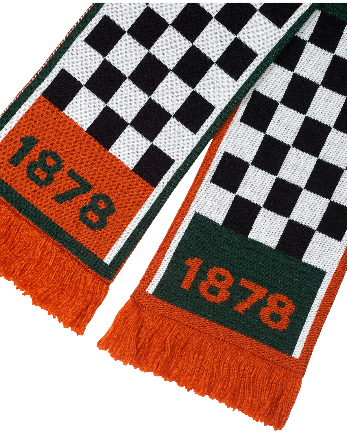 Sciarpa Jägermeister Racing con motivo a quadri e testo '1878'.