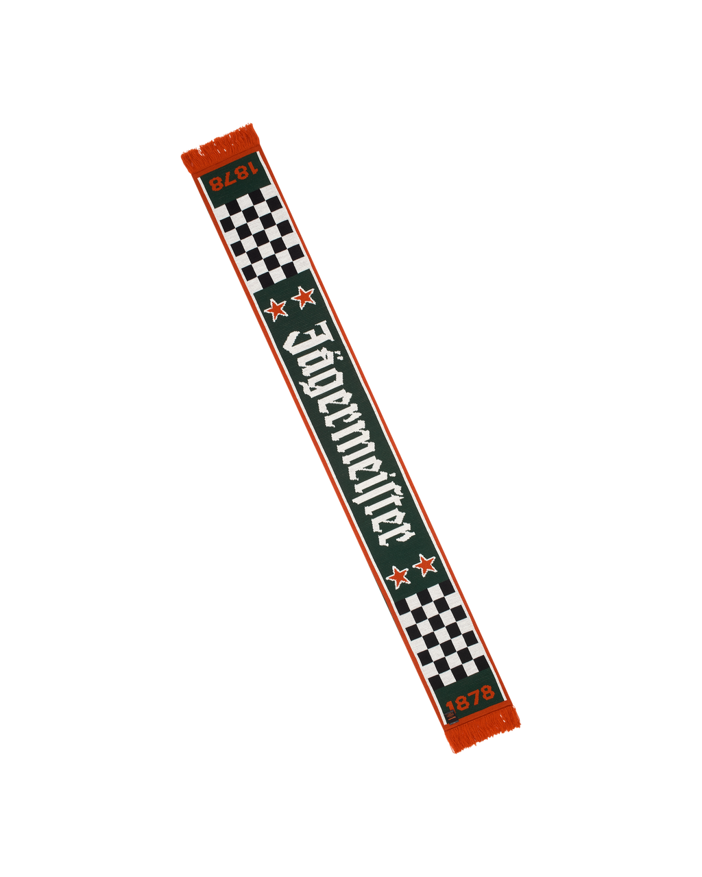 Sciarpa Jägermeister Racing con branding. È visibile il lato verde