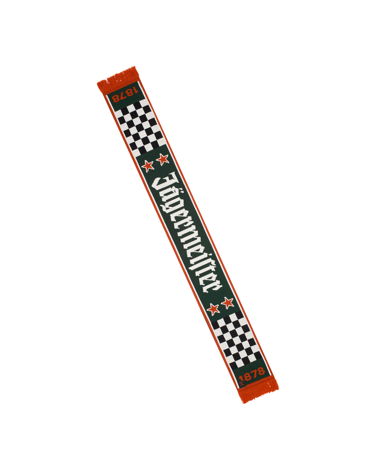 Sciarpa Jägermeister Racing con branding. È visibile il lato verde