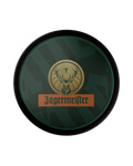 Vassoio verde Jägermeister con logo Jägermeister al centro 
