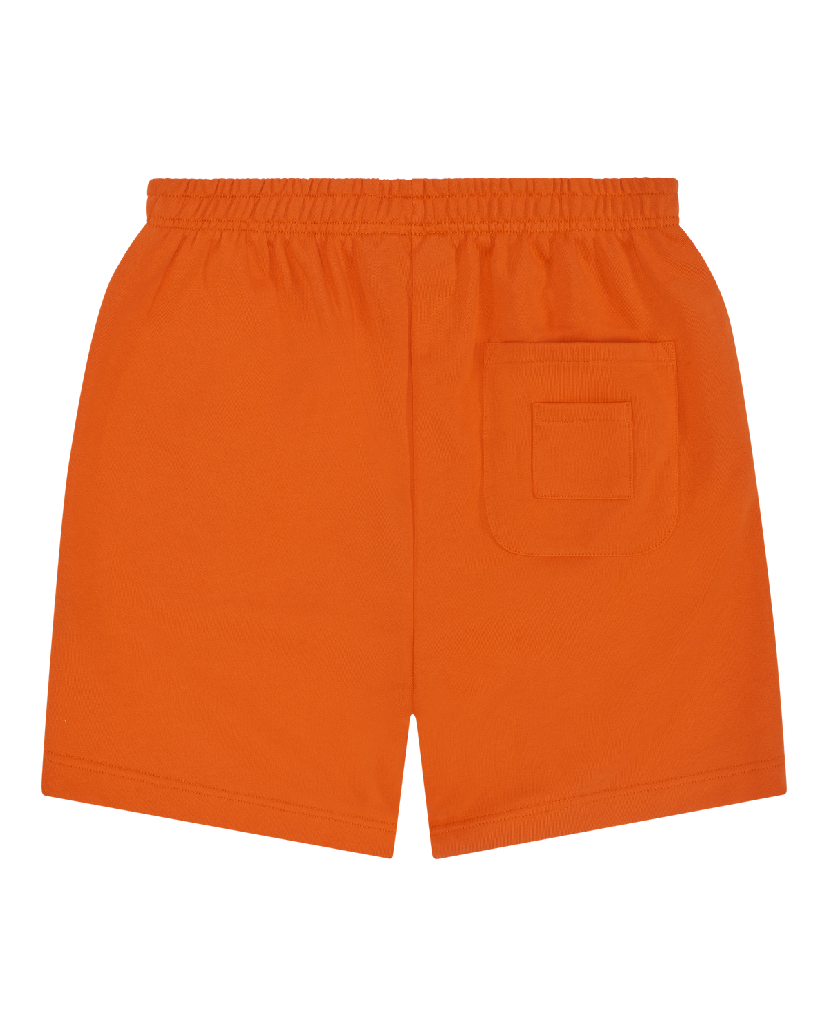 Pantaloncini arancioni Jägermeister con una tasca. Nessun marchio visibile.