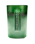 shot glass verde satinato con scritta Jägermeister in rilievo