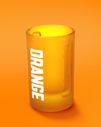 Bicchiere shot Jägermeister Orange con testo 'ORANGE' 