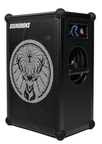 Speaker nero Soundboks con logo del marchio Jägermeister