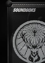 Speaker nero Soundboks con logo del marchio Jägermeister