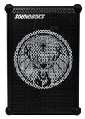 Speaker nero Soundboks con logo del marchio Jägermeister