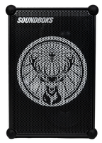 Speaker nero Soundboks con logo del marchio Jägermeister
