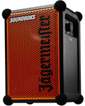 Speaker portatile Soundboks arancione e nero con branding 'Jägermeister'
