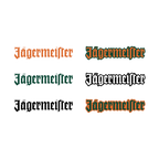 Logo wordmark di Jägermeister in vari colori su sfondo bianco
