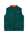 Gilet tattico Jägermeister verde con dettagli arancioni.