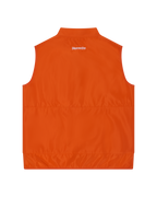Gilet arancione con logo del marchio Jägermeister bianco sul retro