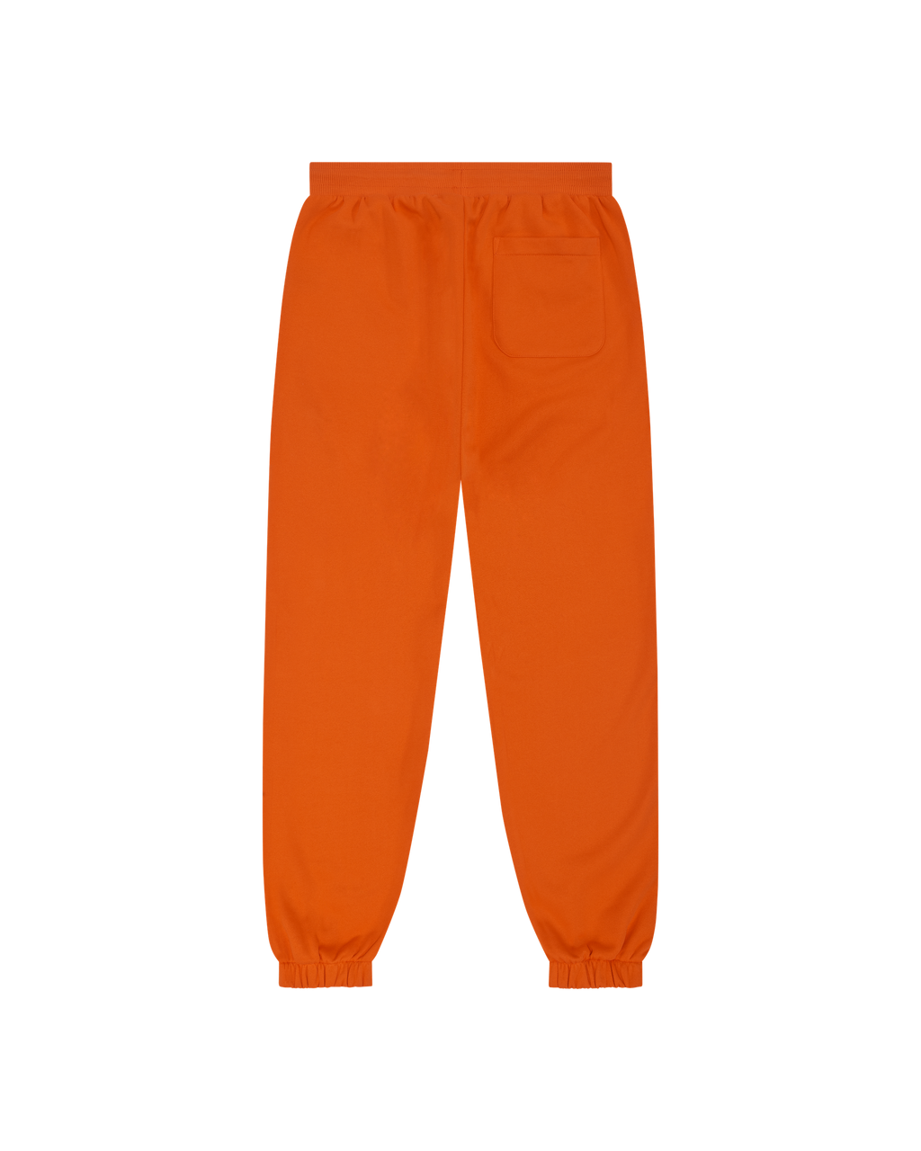 Pantaloni della tuta arancioni da dietro.