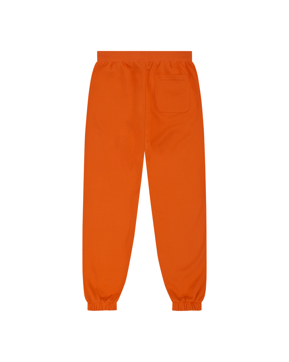 Pantaloni della tuta arancioni da dietro.