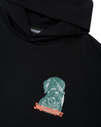 Felpa con cappuccio nera con logo Jägermeister Waldi sul petto