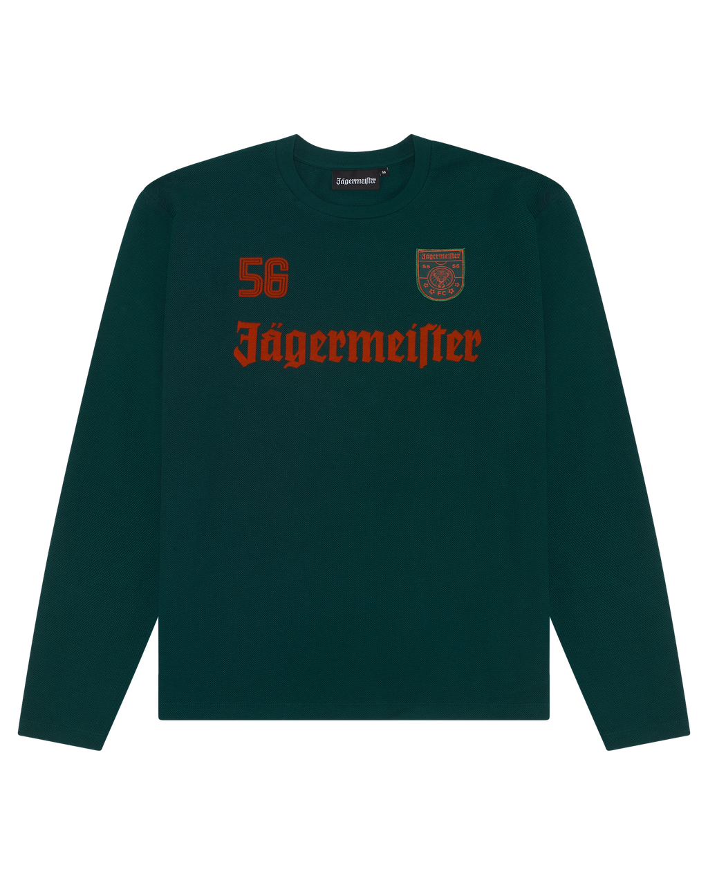 Maglia a maniche lunghe verde con branding Jägermeister.