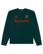 Maglia a maniche lunghe verde con branding Jägermeister.